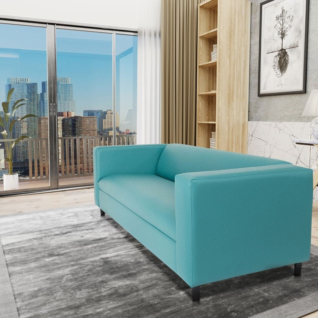 Coast to Coast Sofas Divano a 3 posti Mid Century Modern in similpelle con struttura in legno massello e imbottitura