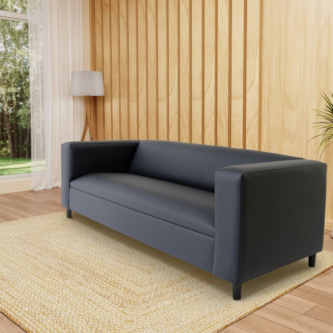Coast to Coast Sofas Divano a 3 posti Mid Century Modern in similpelle con struttura in legno massello e imbottitura