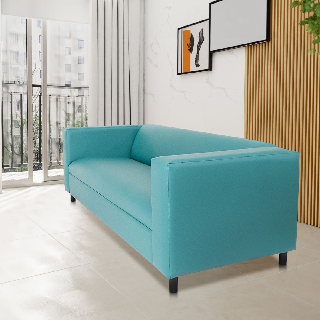 Coast to Coast Sofas Divano a 3 posti Mid Century Modern in similpelle con struttura in legno massello e imbottitura