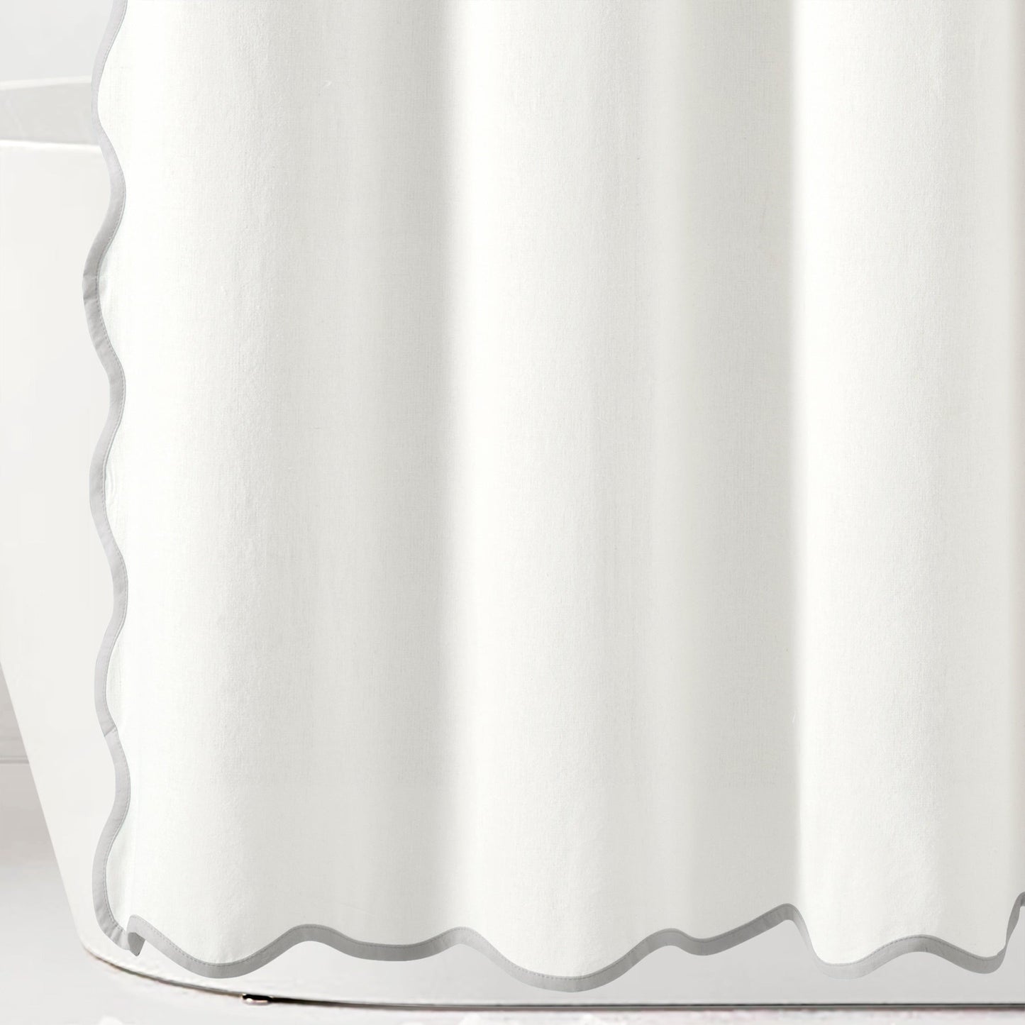 Tenda da doccia con bordo smerlato, stile costiero, singola, Lush Decor