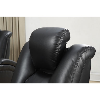 Divano elettrico Delange in similpelle nera con poggiatesta