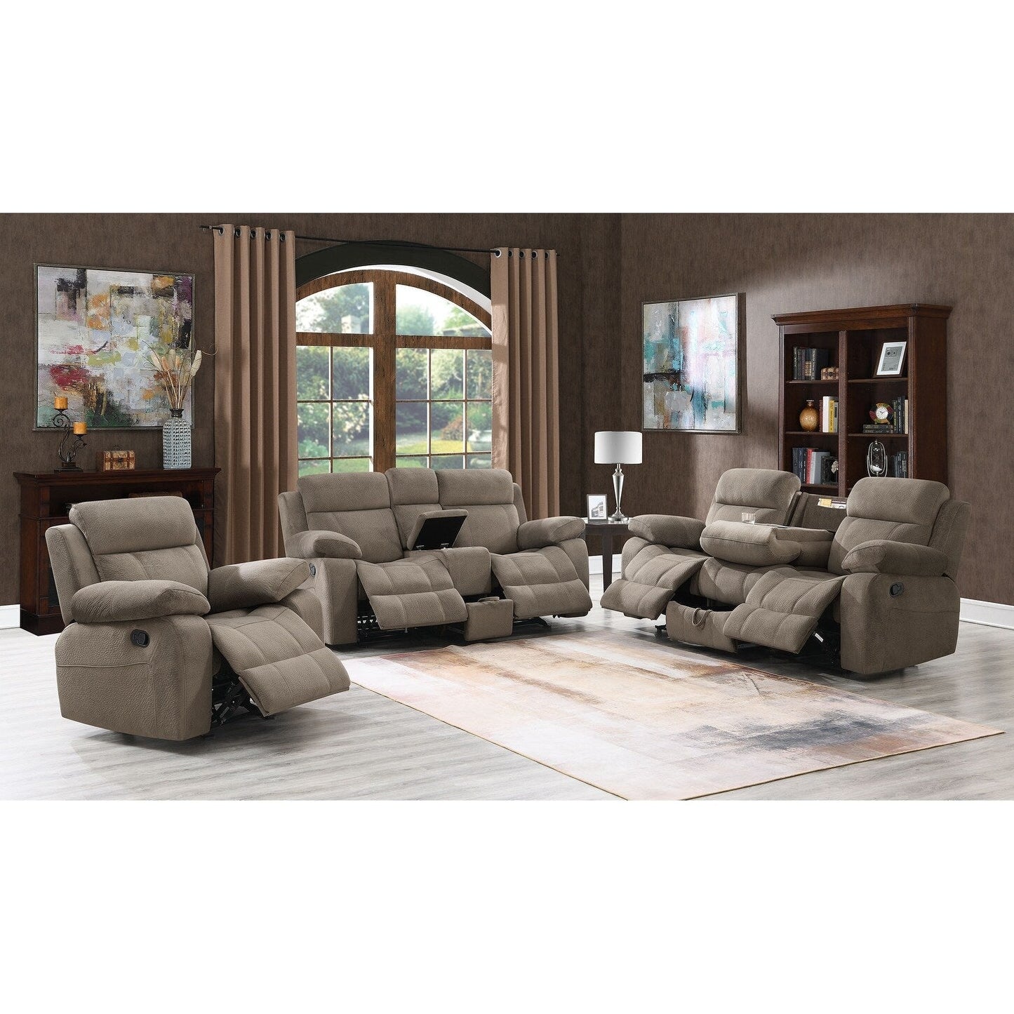 Divano Myleene Mocha Motion con tavolo a scomparsa