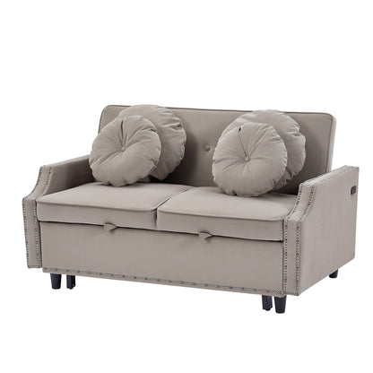 Divano letto regolabile in poliestere Coffee 54.7 con due porte USB e quattro cuscini lombari floreali