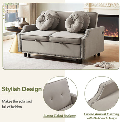 Divano letto regolabile in poliestere Coffee 54.7 con due porte USB e quattro cuscini lombari floreali