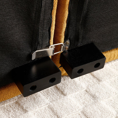 Divano Cognac Modern 81.48 Teddy a 3 posti con seduta profonda, gambe in legno e rivestimento per soggiorno