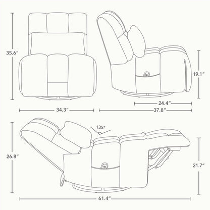 Poltrona reclinabile Cole Power Recliner girevole con supporto lombare