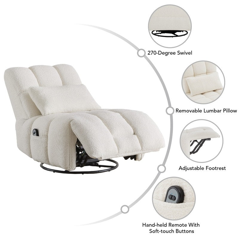 Poltrona reclinabile Cole Power Recliner girevole con supporto lombare