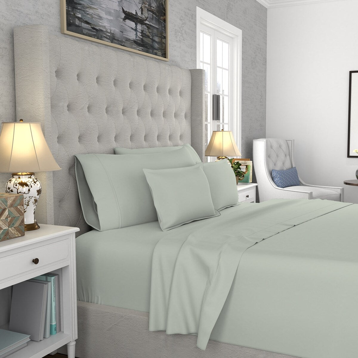 Set di lenzuola antipiega in misto cotone premium Color Sense 1200TC