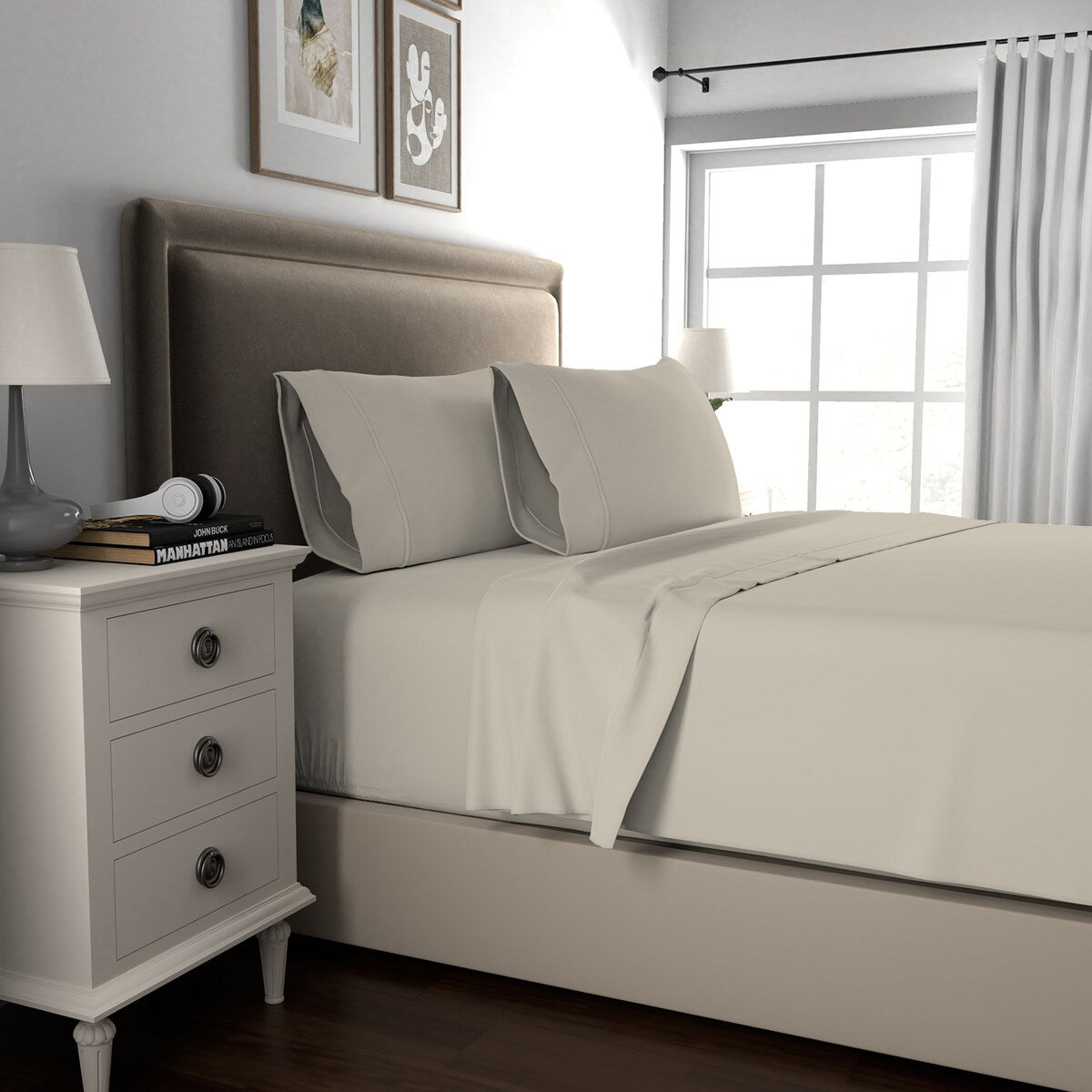 Set di lenzuola antipiega in misto cotone di lusso Color Sense 800TC