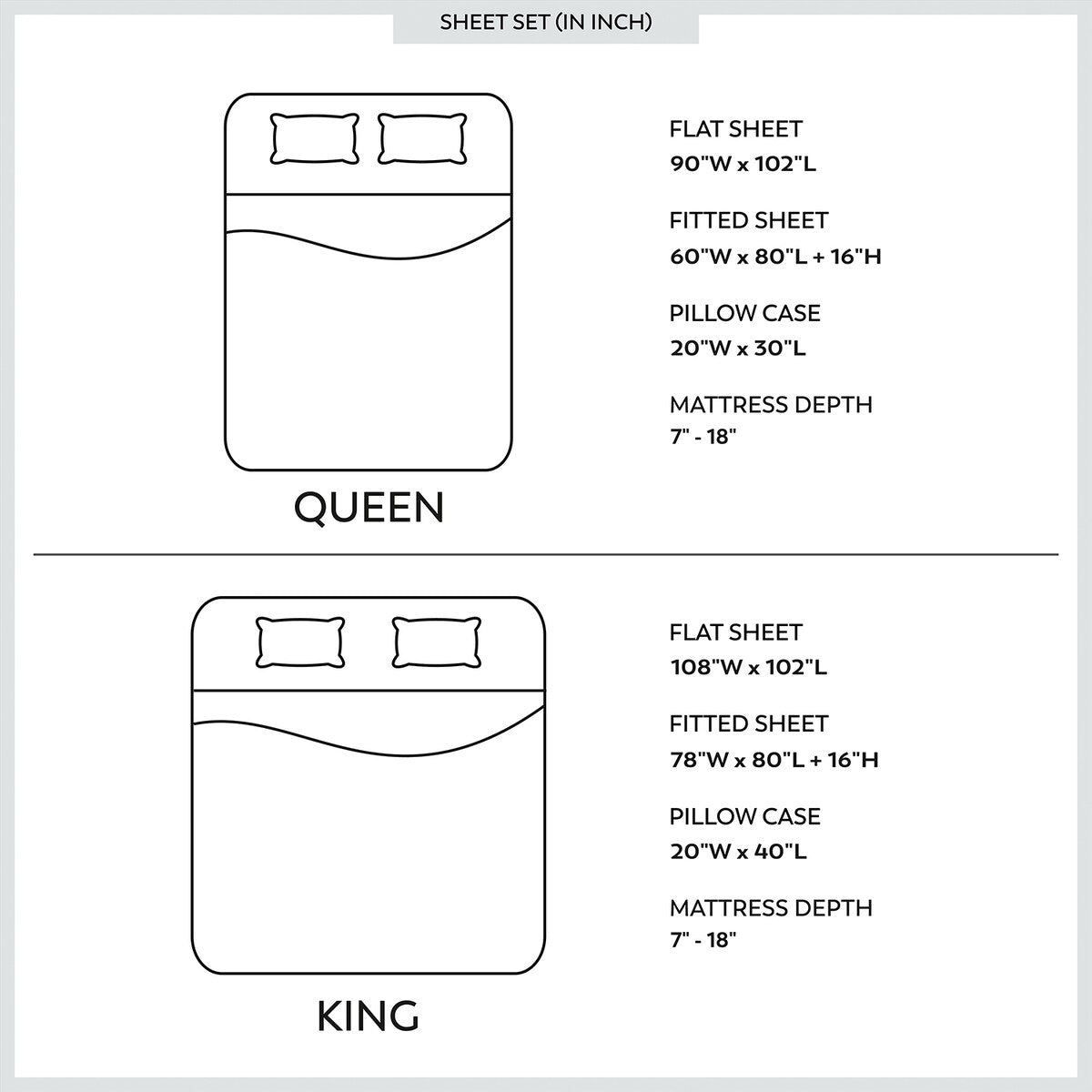 Set di lenzuola antipiega in misto cotone di lusso Color Sense 800TC
