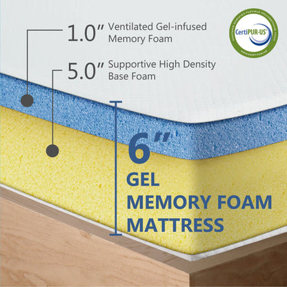Materasso in memory foam ipoallergenico Comfiture Modern da 6 pollici di DreamMax
