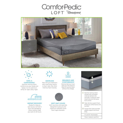 Materasso in memory foam ComforPedic Loft di BeautyRest 12 Ebonite