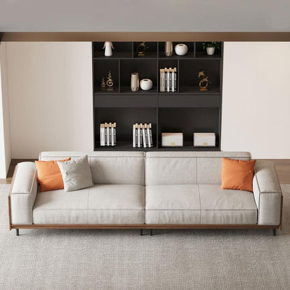 Divano versatile in legno massello comprimibile da 111,81 pollici per soggiorno moderno a 4 posti