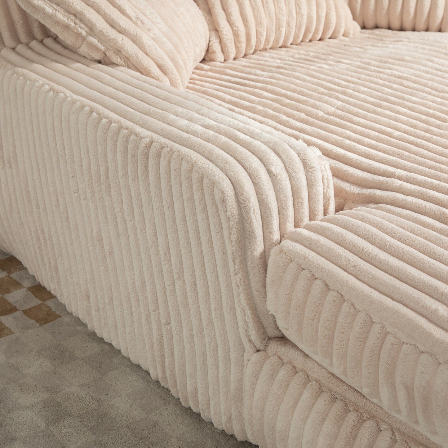 Divano letto in velluto a coste con imbottitura in spugna altamente elastica, divano senza installazione per soggiorno