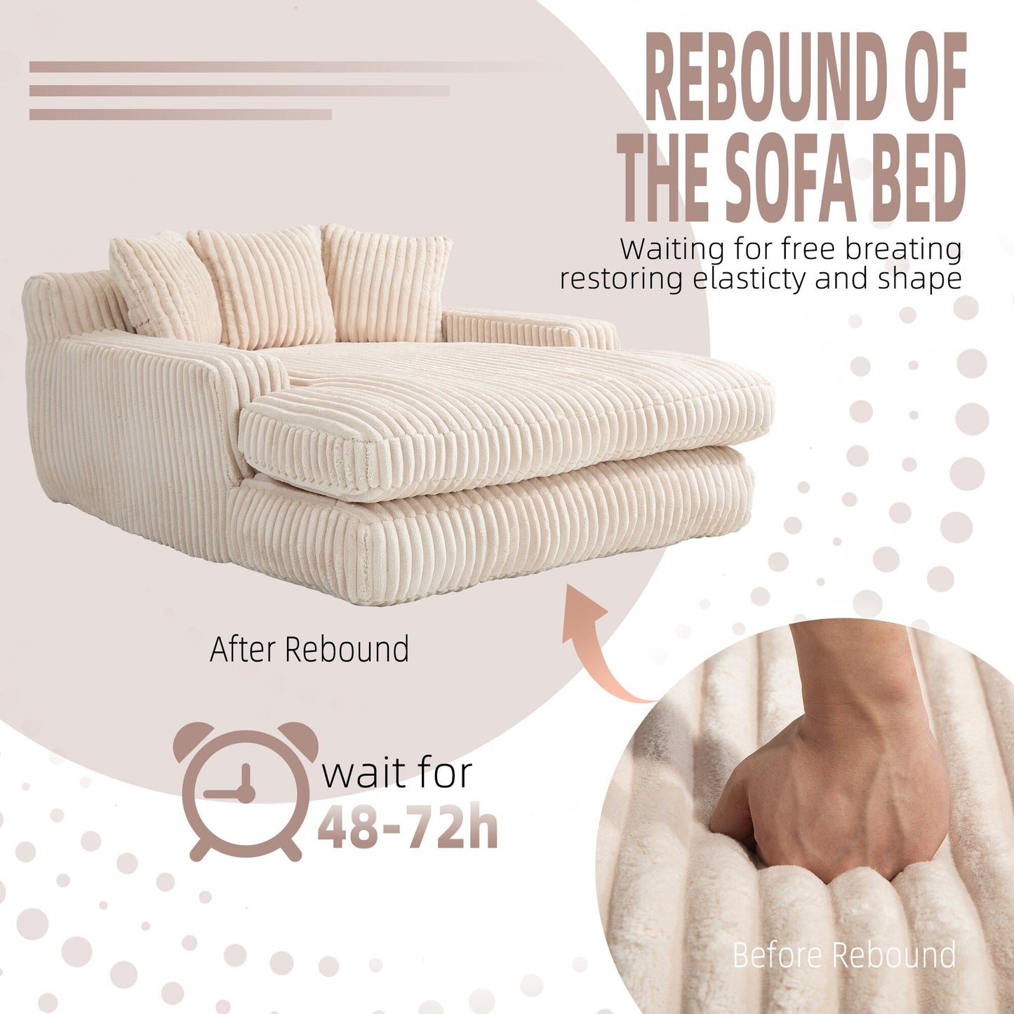 Divano letto in velluto a coste con imbottitura in spugna altamente elastica, divano senza installazione per soggiorno