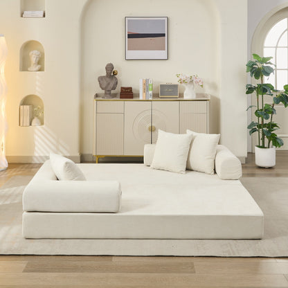 Comodo divano letto pieghevole trasformabile, divano letto da terra, divano da terra in ciniglia con braccioli, divano da terra