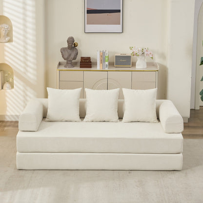 Comodo divano letto pieghevole trasformabile, divano letto da terra, divano da terra in ciniglia con braccioli, divano da terra