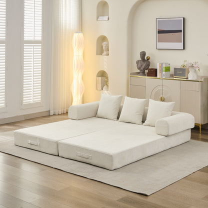 Comodo divano letto pieghevole trasformabile, divano letto da terra, divano da terra in ciniglia con braccioli, divano da terra