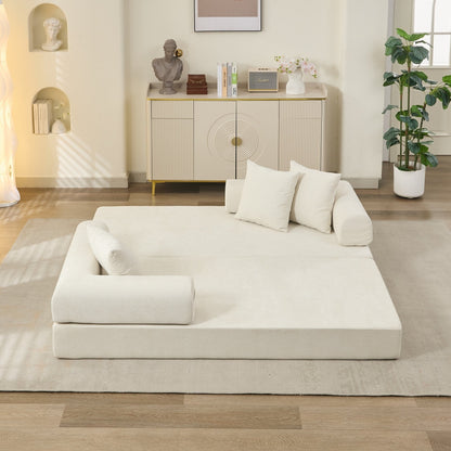 Comodo divano letto pieghevole trasformabile, divano letto da terra, divano da terra in ciniglia con braccioli, divano da terra