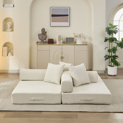 Comodo divano letto pieghevole trasformabile, divano letto da terra, divano da terra in ciniglia con braccioli, divano da terra