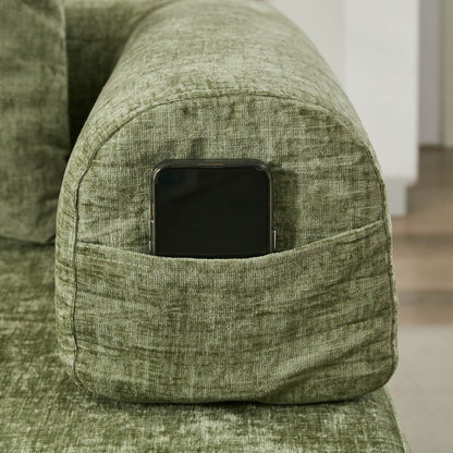 Divano letto pieghevole e trasformabile, comodo divano letto da terra, divano da terra in ciniglia con braccioli, divano da terra