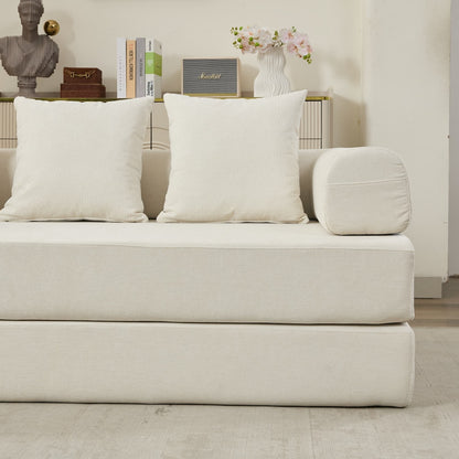 Divano letto pieghevole e trasformabile, comodo divano letto da terra, divano da terra in ciniglia con braccioli, divano da terra