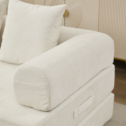 Divano letto pieghevole e trasformabile, comodo divano letto da terra, divano da terra in ciniglia con braccioli, divano da terra