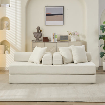 Divano letto pieghevole e trasformabile, comodo divano letto da terra, divano da terra in ciniglia con braccioli, divano da terra