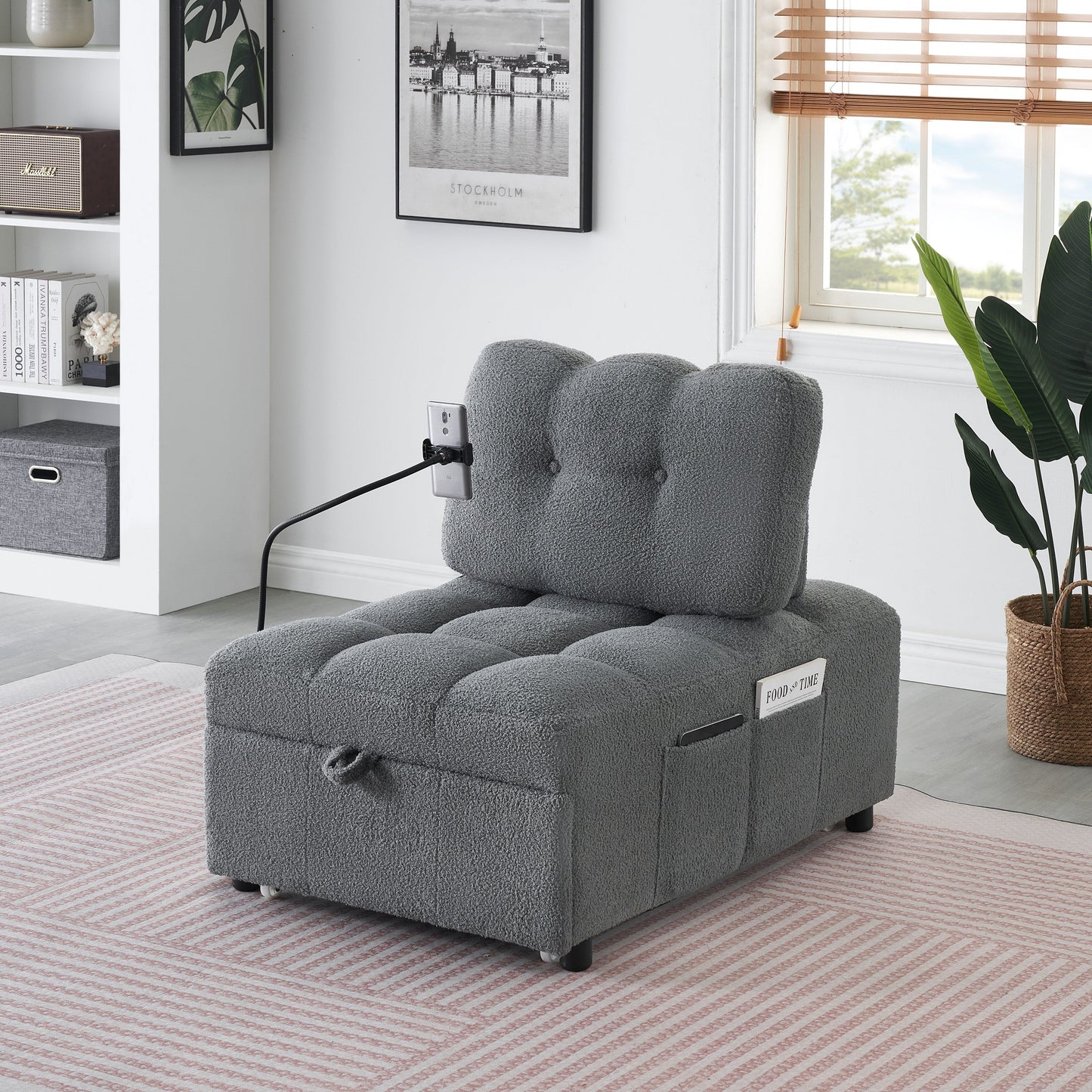 Divano compatto in tessuto Teddy - Divano letto convertibile da 40,20 pollici per piccoli spazi in soggiorno o in ufficio