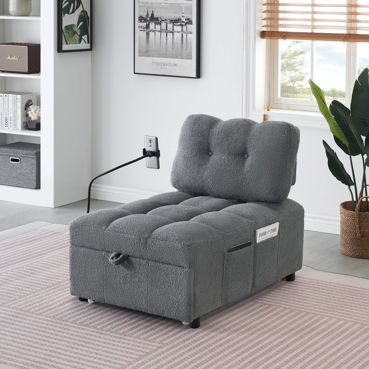 Divano compatto in tessuto Teddy - Divano letto convertibile da 40,20 pollici per piccoli spazi in soggiorno o in ufficio