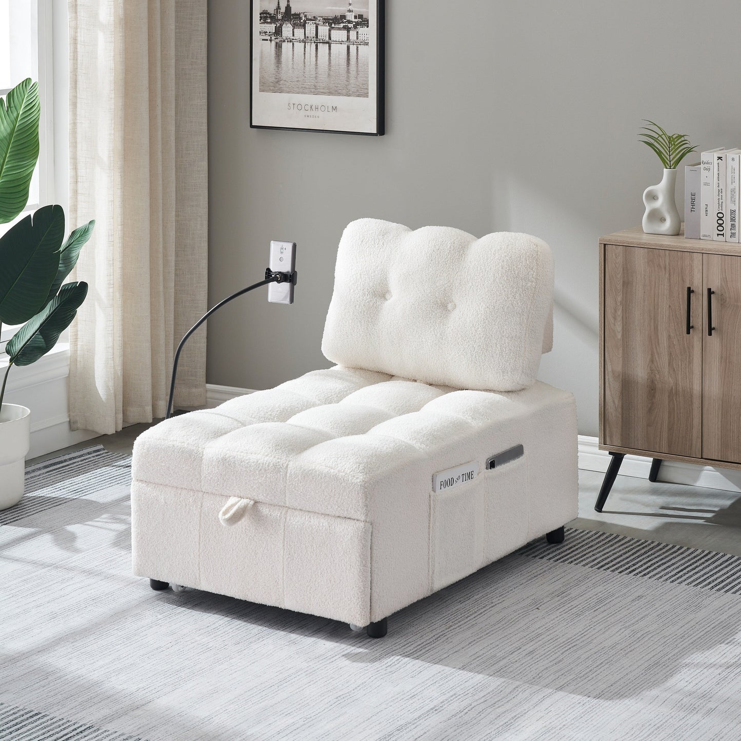 Divano compatto in tessuto Teddy - Divano letto convertibile da 40,20 pollici per piccoli spazi in soggiorno o in ufficio