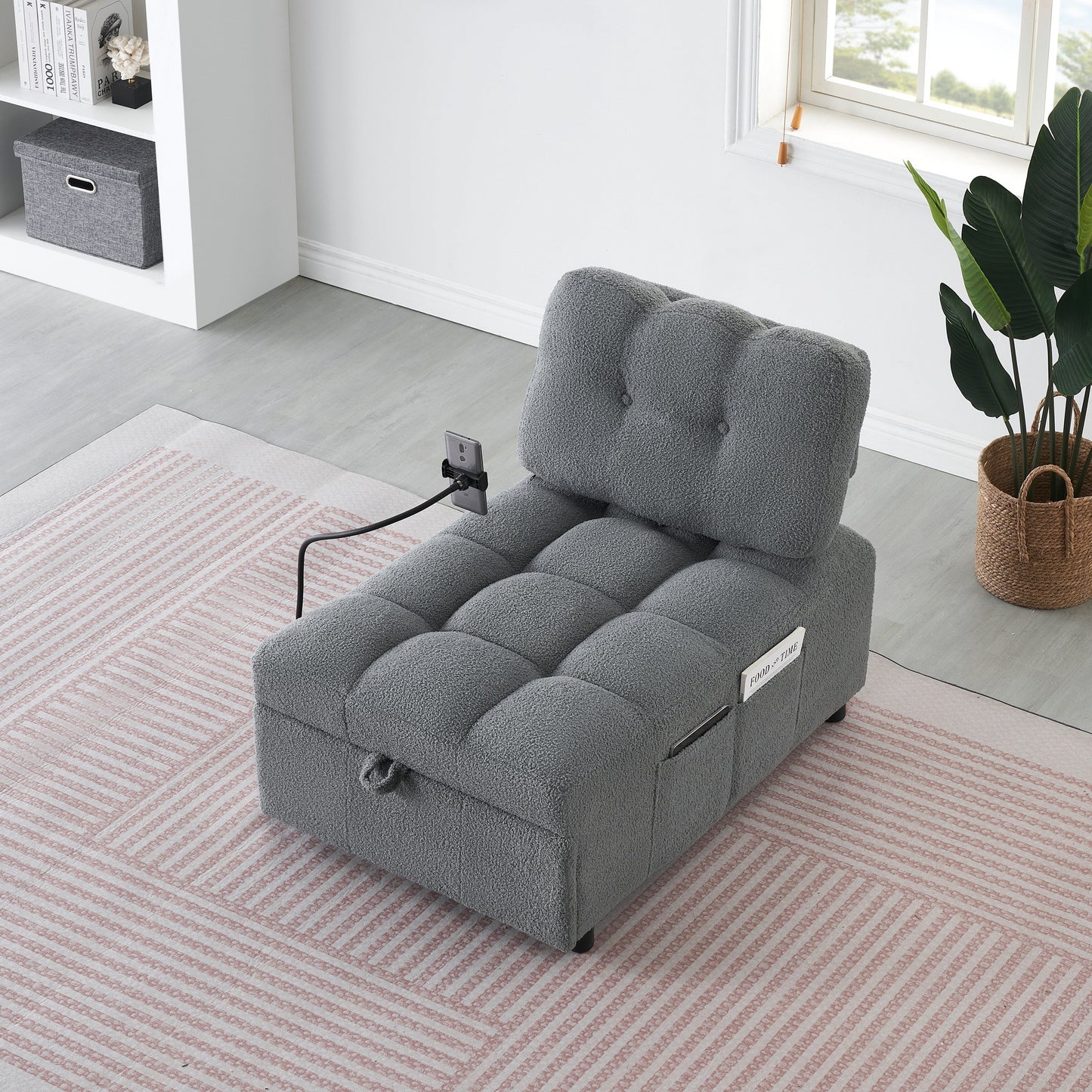 Divano compatto in tessuto Teddy - Divano letto convertibile da 40,20 pollici per piccoli spazi in soggiorno o in ufficio