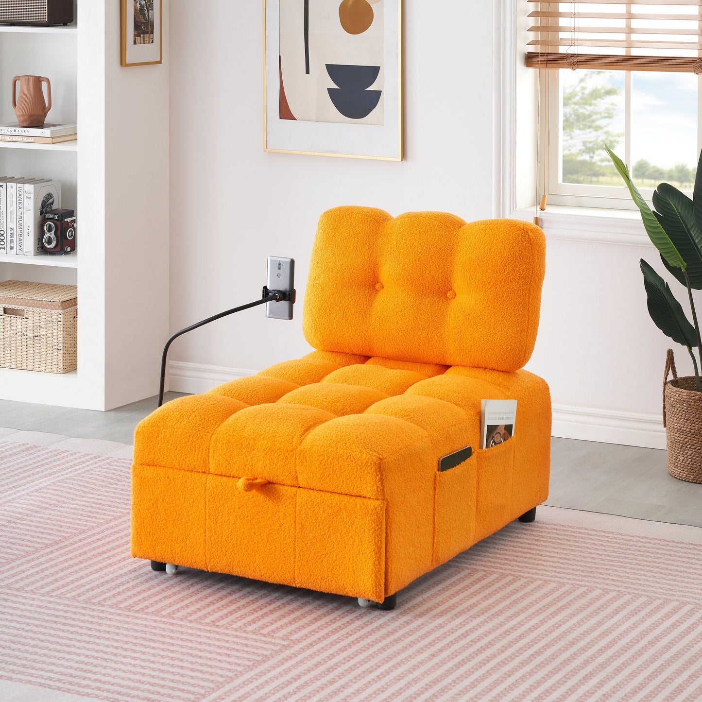 Divano compatto in tessuto Teddy - Divano letto convertibile da 40,20 pollici per piccoli spazi in soggiorno o in ufficio