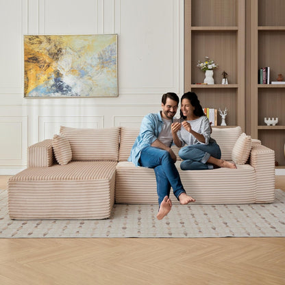 Divano componibile a compressione con chaise longue a forma di L, divano letto modulare con seduta profonda per soggiorno, camera da letto, velluto a coste