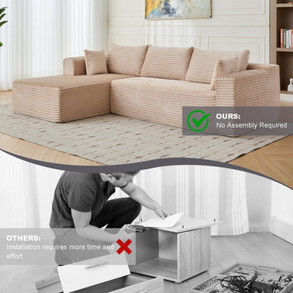 Divano componibile a compressione con chaise longue a forma di L, divano letto modulare con seduta profonda per soggiorno, camera da letto, velluto a coste