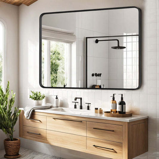 Specchi da bagno per parete sopra il lavandino, specchio grande opaco, decorativo per bagno, stile rustico, da appendere orizzontalmente o verticalmente