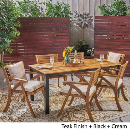 Set da pranzo da esterno Concord da 7 pezzi in legno di acacia di Christopher Knight Home