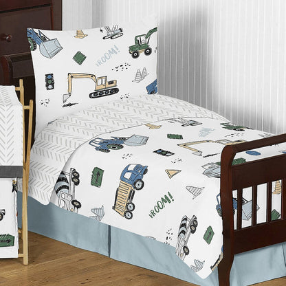 Set di 5 coperte per bambini della collezione Construction Truck Boy, per bambini piccoli, con motivo a freccia a zig-zag grigio, giallo, nero, blu e verde