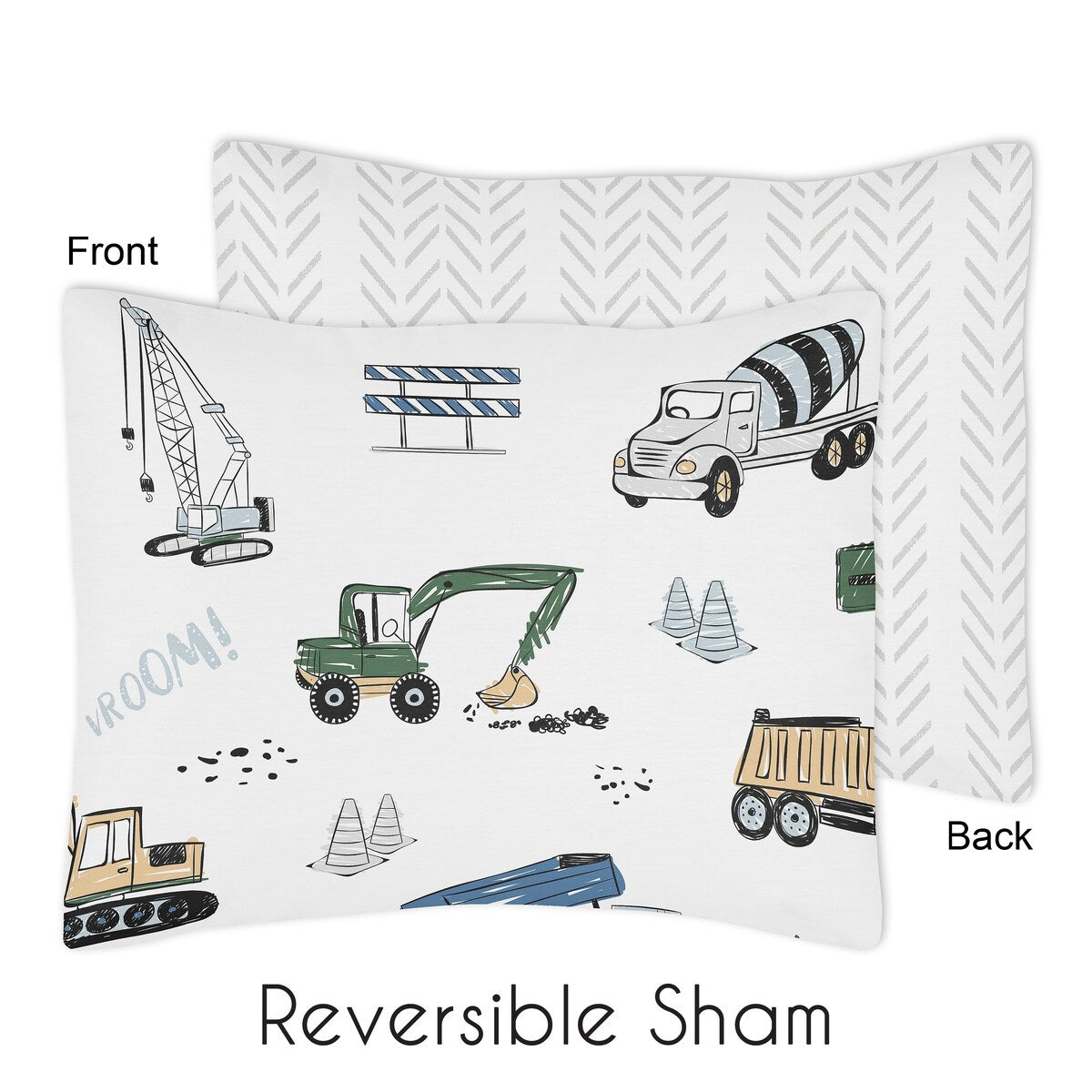Set di 5 coperte per bambini della collezione Construction Truck Boy, per bambini piccoli, con motivo a freccia a zig-zag grigio, giallo, nero, blu e verde