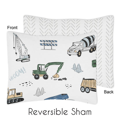 Set di 5 coperte per bambini della collezione Construction Truck Boy, per bambini piccoli, con motivo a freccia a zig-zag grigio, giallo, nero, blu e verde