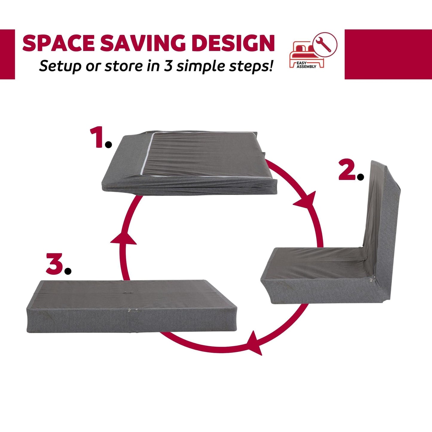 Rete a molle pieghevole in metallo contemporanea da 9 pollici, grigia