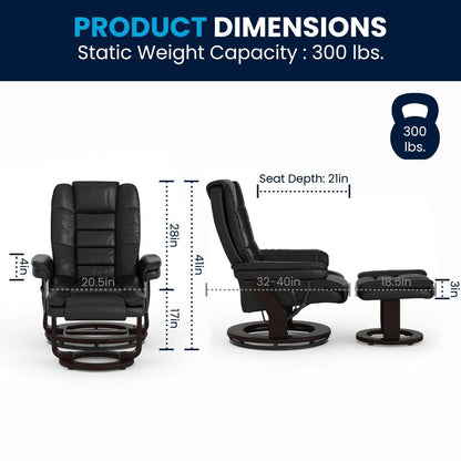 Poltrona reclinabile imbottita multiposizione contemporanea con pouf