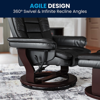 Poltrona reclinabile imbottita multiposizione contemporanea con pouf