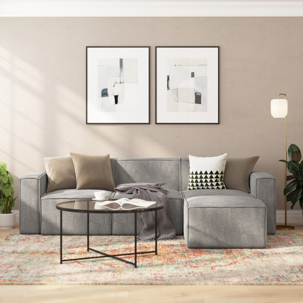 Divano componibile modulare contemporaneo senza braccioli con poltrona centrale - 36,75 P x 28,25 L x 28 A