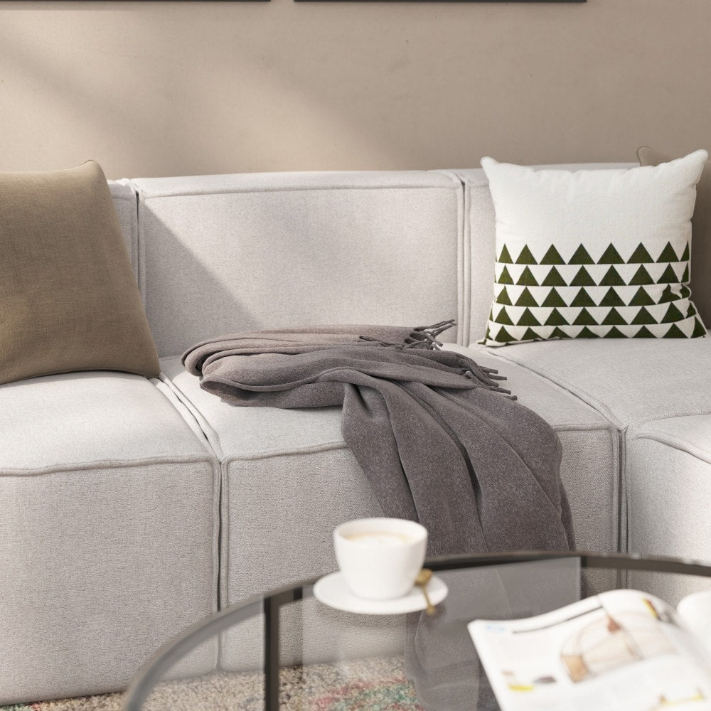 Divano componibile modulare contemporaneo senza braccioli con poltrona centrale - 36,75 P x 28,25 L x 28 A