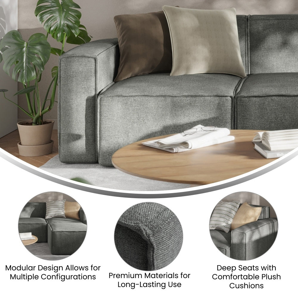 Divano componibile modulare contemporaneo con bracciolo sul lato sinistro