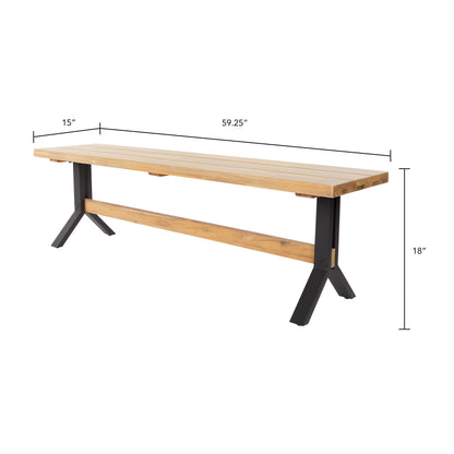 SEI Furniture Set da pranzo contemporaneo in legno di acacia naturale da 3 pezzi con tavolo da pranzo e panche