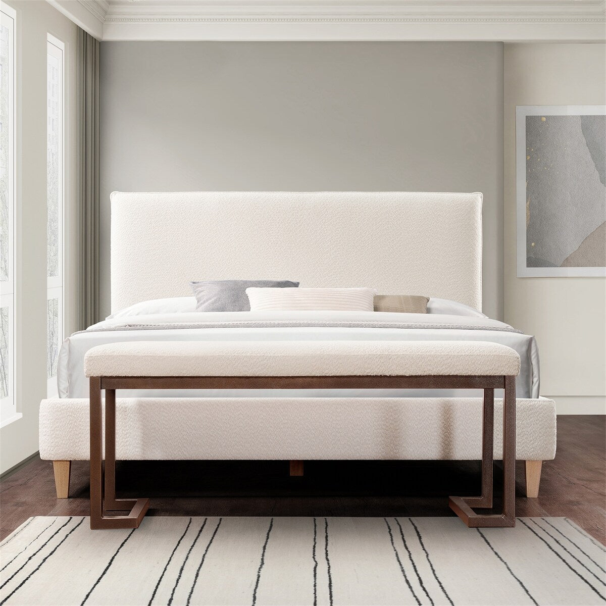 Panca rettangolare imbottita contemporanea