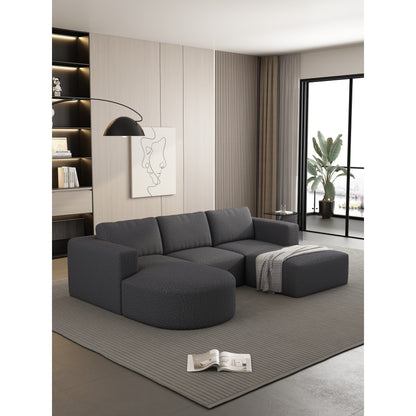 Divano componibile modulare a forma di U convertibile 104,32*70,86 con chaise longue, pouf e spugna compressa per soggiorno