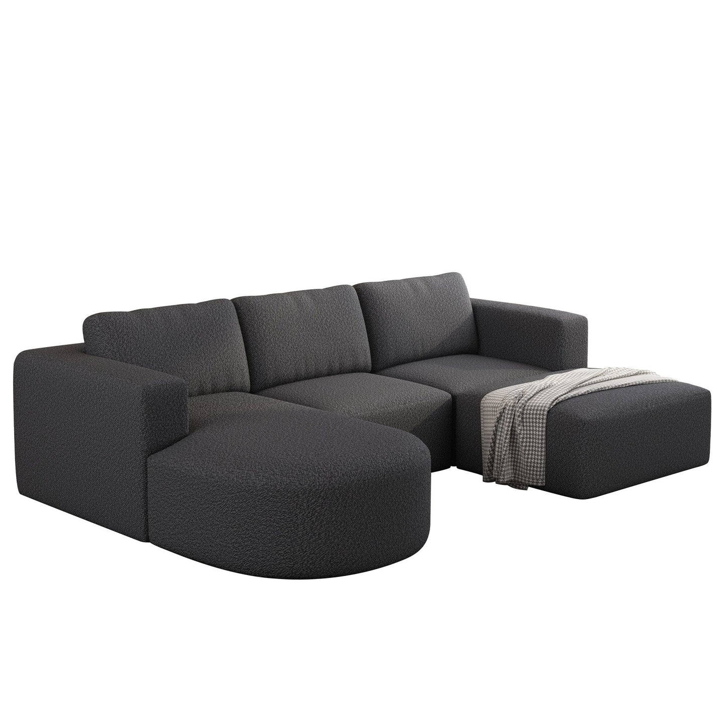 Divano componibile modulare a forma di U convertibile 104,32*70,86 con chaise longue, pouf e spugna compressa per soggiorno